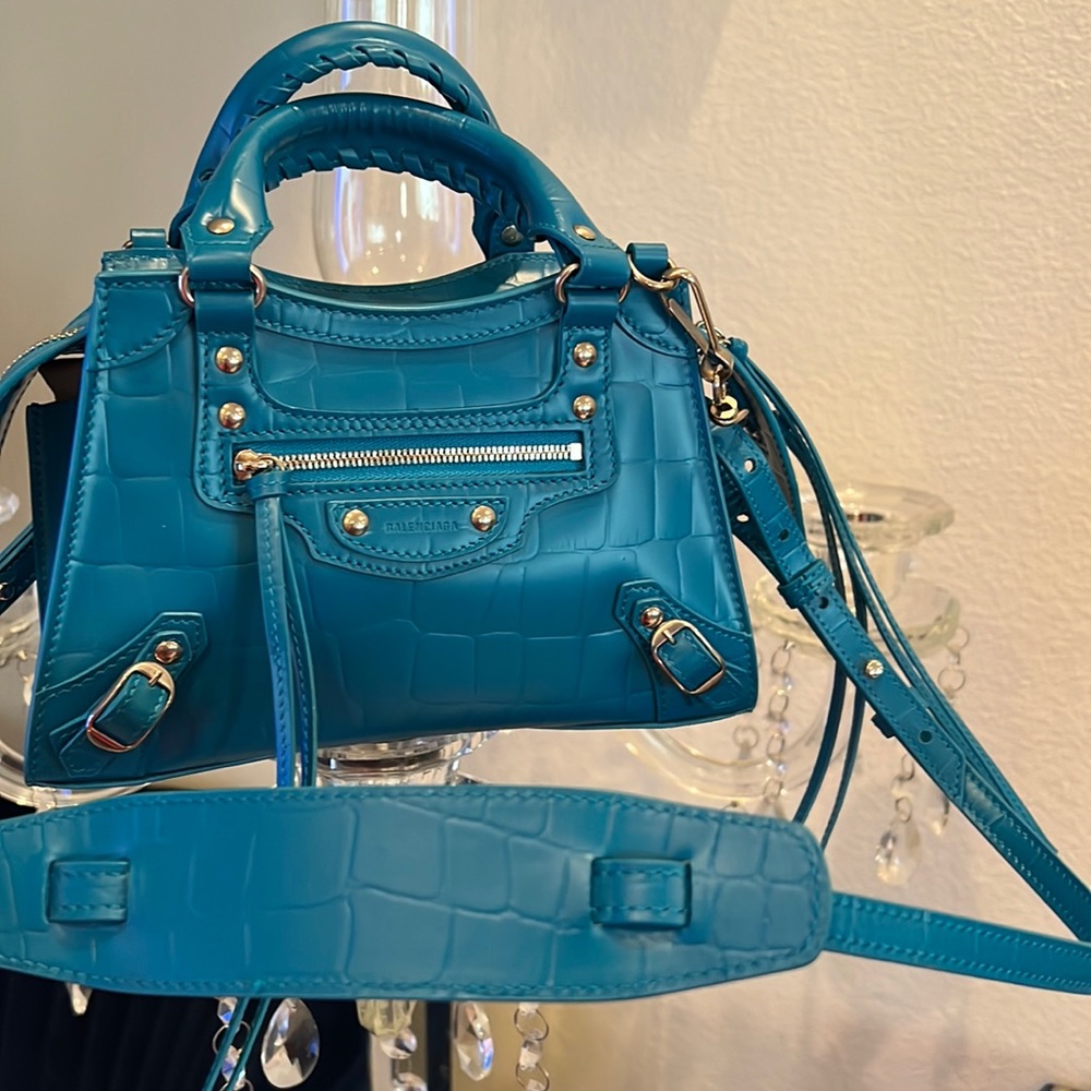 ✨Balenciaga Neo Classic Crocodile Embossed Mini Shoulder Bag✨like new - Picture 6 of 10